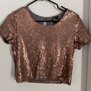 Sequin top. Gently worn. Rose gold
